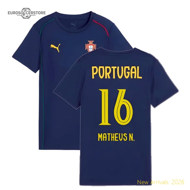 2025-2026 Portugal Casuals Tee (Persian Blue) - Kids (Matheus N. 16)-The Soccer Shirt Hub