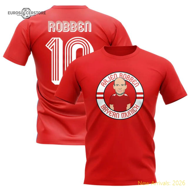 Arjen Robben Bayern Munich Illustration T-Shirt (Red)-The Soccer Shirt Hub