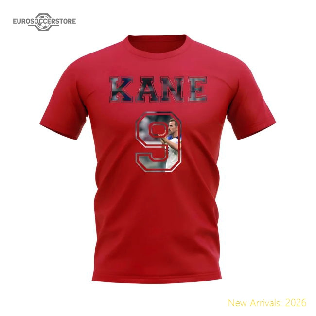 Harry Kane England 9 T-Shirt (Red)-The Soccer Shirt Hub