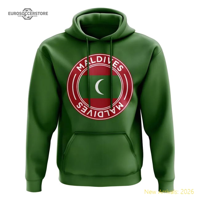 Maldives Football Badge Hoodie (Green)-The Soccer Shirt Hub