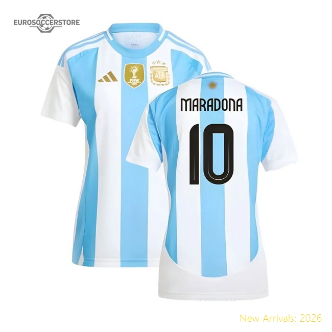 2024-2025 Argentina Home Shirt (Ladies) (MARADONA 10)-The Soccer Shirt Hub