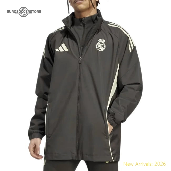 2025-2026 Real Madrid Allweather Jacket (Utility Grey)-The Soccer Shirt Hub