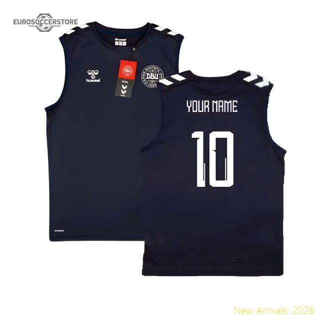 2024-2025 Denmark Sleeveless Training Jersey (Marine) (Your Name)-The Soccer Shirt Hub
