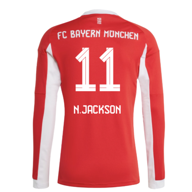 2025-2026 Bayern Munich Long Sleeve Home Shirt (N.Jackson 11)-The Soccer Shirt Hub