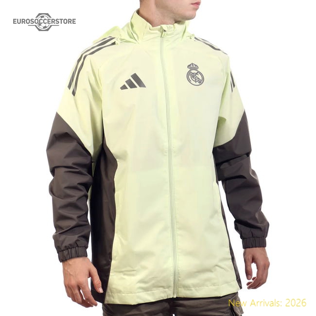 2025-2026 Real Madrid Allweather Jacket (Almost Lime)-The Soccer Shirt Hub