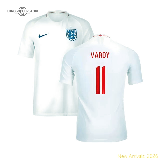 2018-2019 England Authentic Home Shirt (Vardy 11)-The Soccer Shirt Hub