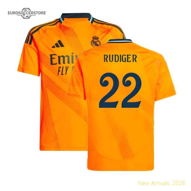 2024-2025 Real Madrid Away Shirt (Kids) (Rudiger 22)-The Soccer Shirt Hub