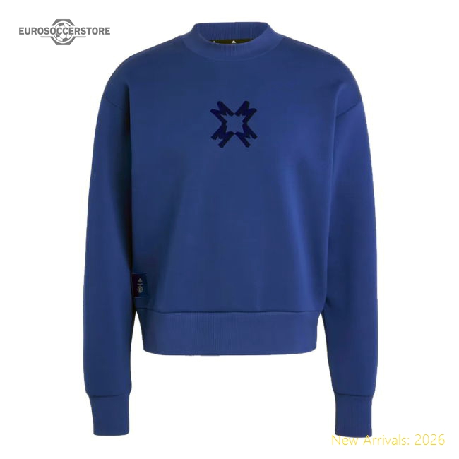 2024-2025 Man Utd Seasonal Doubleknit Crew (Blue)-The Soccer Shirt Hub