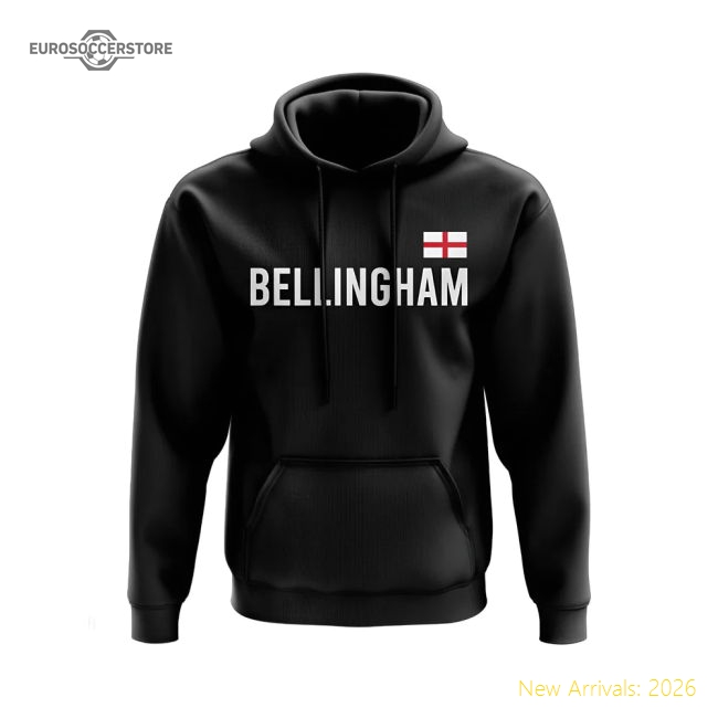 Jude Bellingham England Name Hoody (Black)-The Soccer Shirt Hub