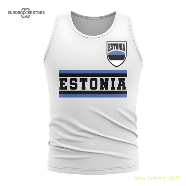 Estonia Core Football Country Sleeveless Tee (White)-The Soccer Shirt Hub