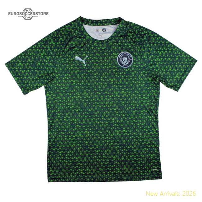 2025-2026 Man City Warm Up Jersey (Green Terrain) (Your Name)-The Soccer Shirt Hub