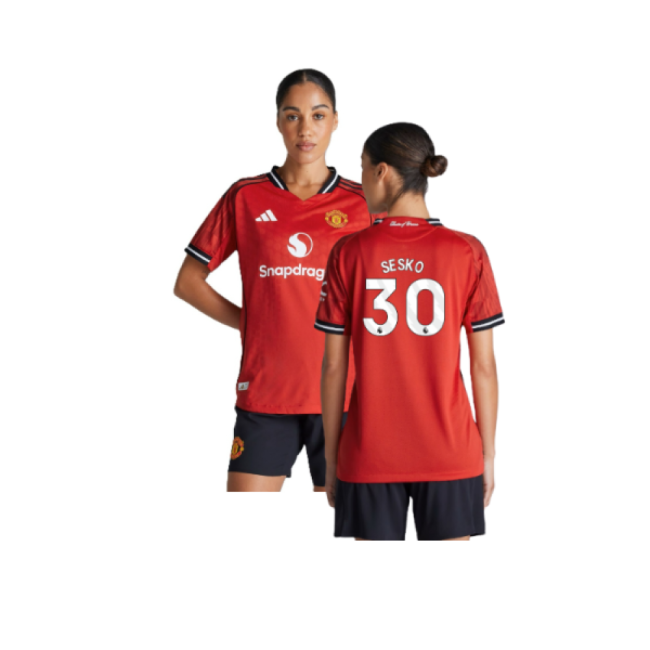 2025-2026 Man Utd Authentic Home Shirt (Womens) (Sesko 30)-The Soccer Shirt Hub