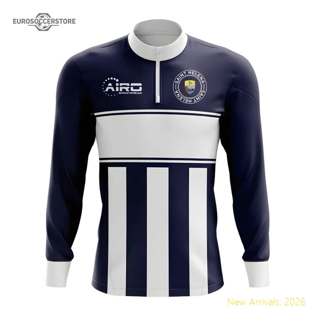 Saint Helena Concept Football Half Zip Midlayer Top (Navy-White)-The Soccer Shirt Hub