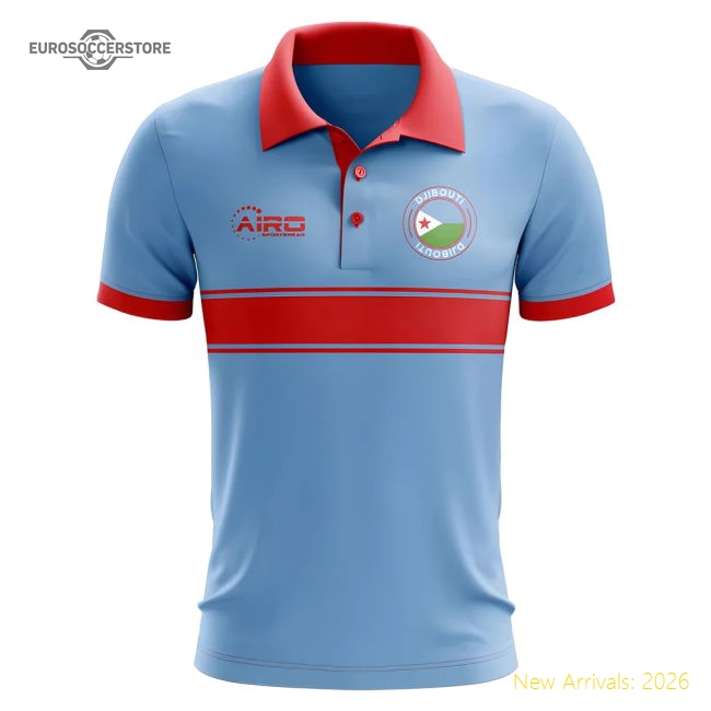 Djibouti Concept Stripe Polo Shirt (Sky)-The Soccer Shirt Hub