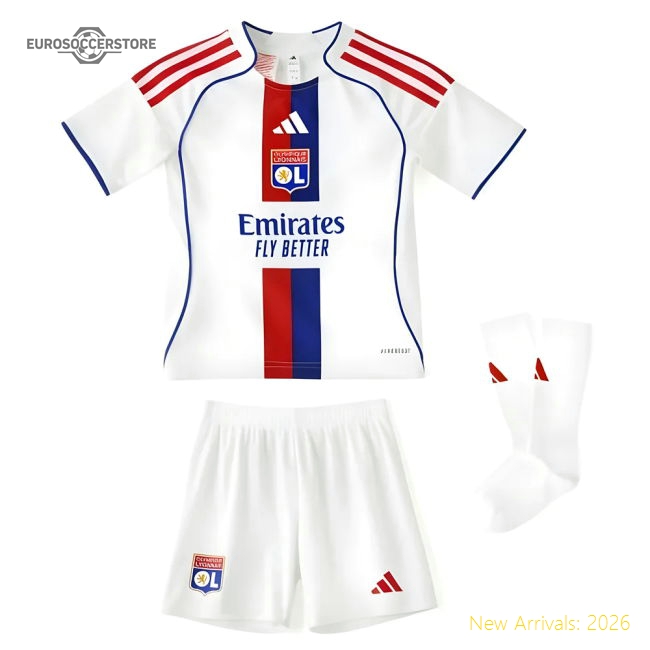 2025-2026 Olympique Lyon Home Mini Kit (Juninho 8)-The Soccer Shirt Hub