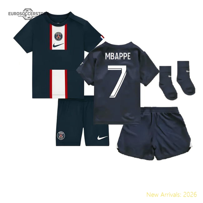 2022-2023 PSG Infants Home Kit (MBAPPE 7)-The Soccer Shirt Hub