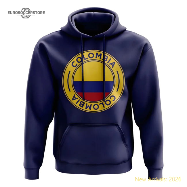 Colombia Football Badge Hoodie (Navy)-The Soccer Shirt Hub