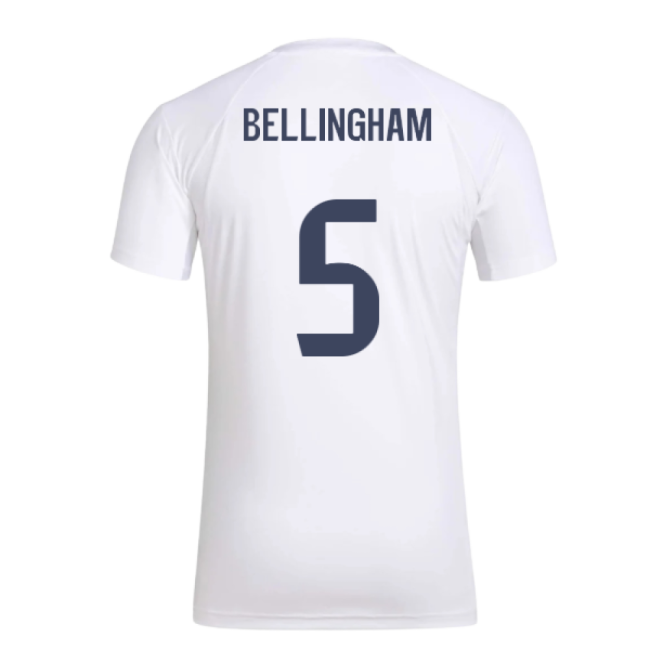 2025-2026 Real Madrid Seasonal Graphic Tee (White) (Bellingham 5)-The Soccer Shirt Hub