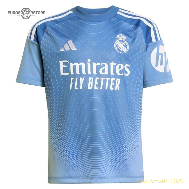 2025-2026 Real Madrid Home Goalkeeper Shirt (Blue) - Kids-The Soccer Shirt Hub