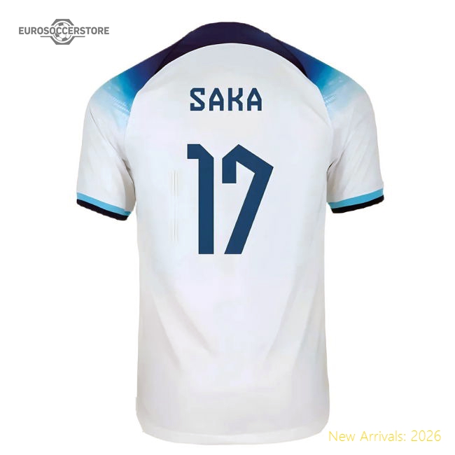 2022-2023 England Home Shirt (Saka 17)-The Soccer Shirt Hub
