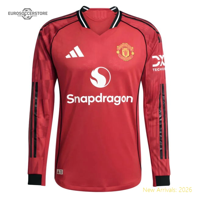 2025-2026 Man Utd Authentic Long Sleeve Home Shirt (Thomas 9)-The Soccer Shirt Hub