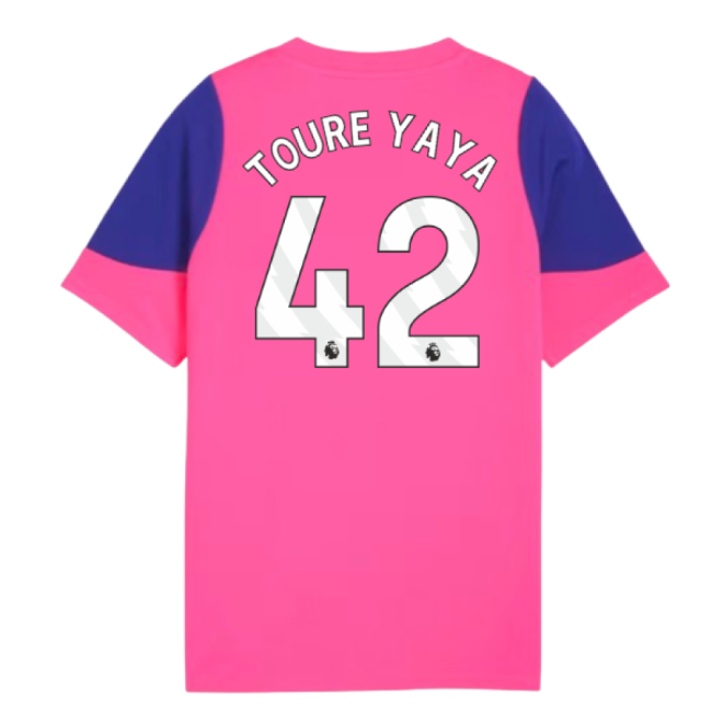 2025-2026 Man City Training Jersey (Fluro Pink) - Kids (Toure Yaya 42)-The Soccer Shirt Hub