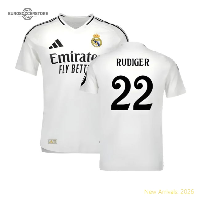 2024-2025 Real Madrid Authentic Home Shirt (Rudiger 22)-The Soccer Shirt Hub