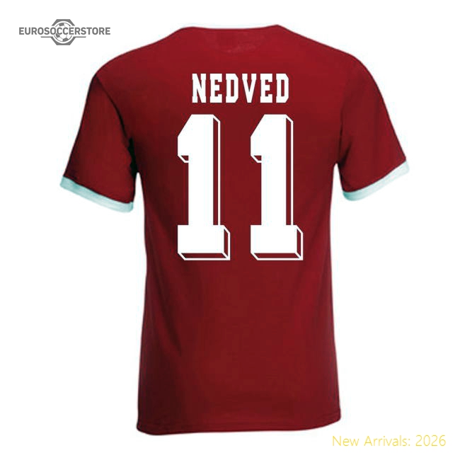 Pavel Nedved Czech Republic Ringer Tee (red)-The Soccer Shirt Hub