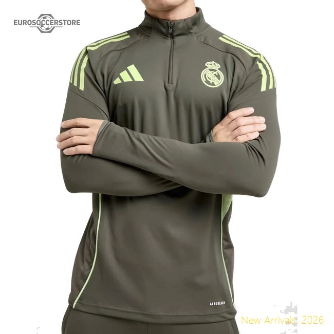 2025-2026 Real Madrid Training Top (Utility Green)-The Soccer Shirt Hub