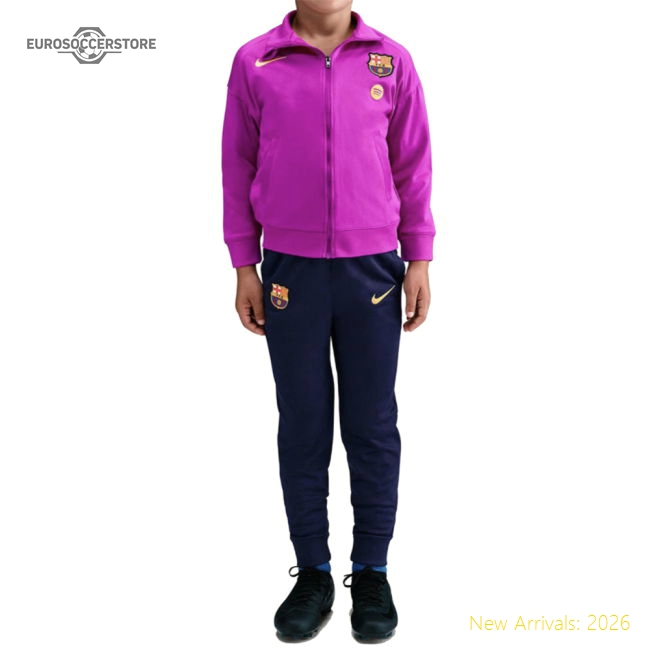 2025-2026 Barcelona Strike Dri-FIT Football Knit Tracksuit (Purple) - Little Kids-The Soccer Shirt Hub