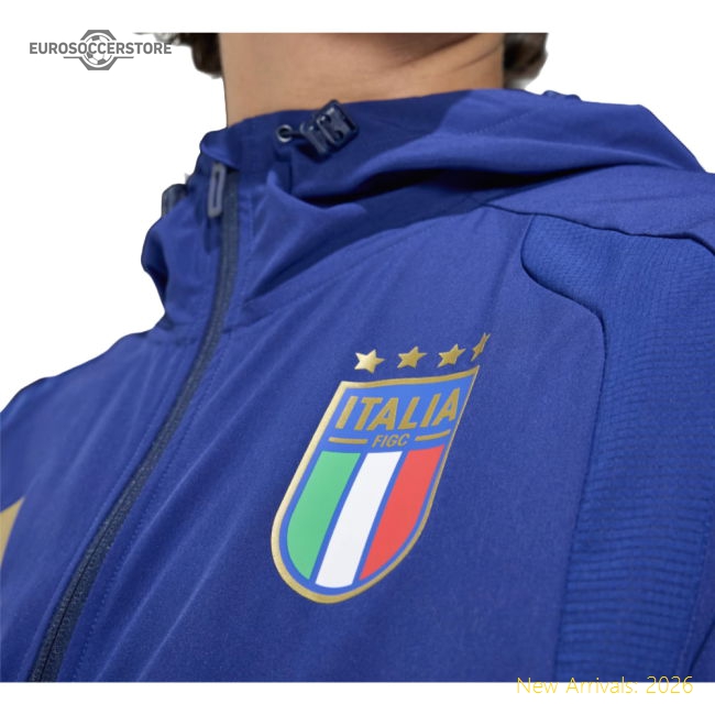 2026-2027 Italy Tiro Travel Full Zip Windbreaker (Victory Blue)-The Soccer Shirt Hub