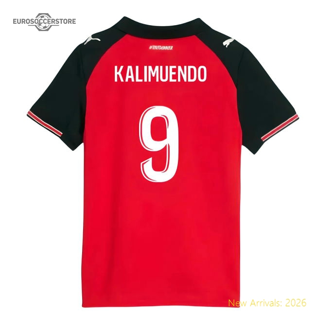 2025-2026 Stade Rennais Home Shirt (Kids) (Kalimuendo 9)-The Soccer Shirt Hub