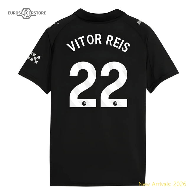 2025-2026 Man City Away Shirt (Kids) (Vitor Reis 22)-The Soccer Shirt Hub