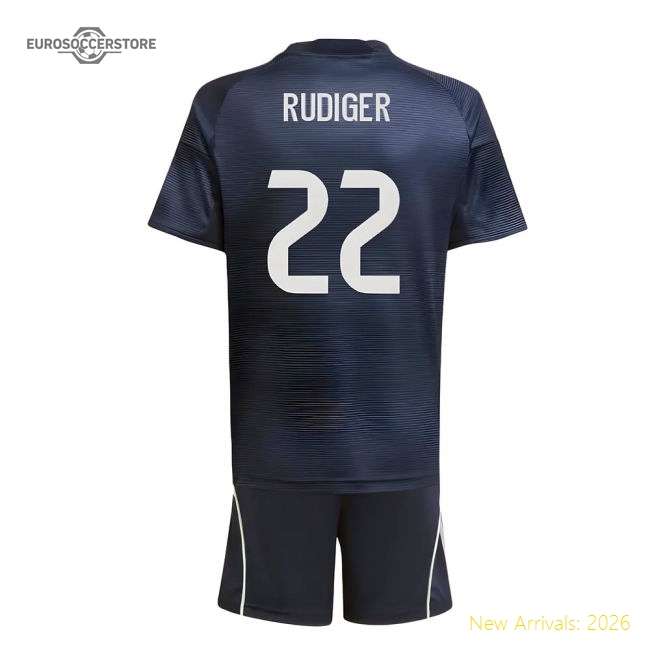 2025-2026 Real Madrid Away Youth Kit (Rudiger 22)-The Soccer Shirt Hub