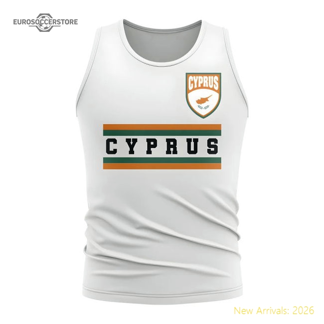 Cyprus Core Football Country Sleeveless Tee (White)-The Soccer Shirt Hub