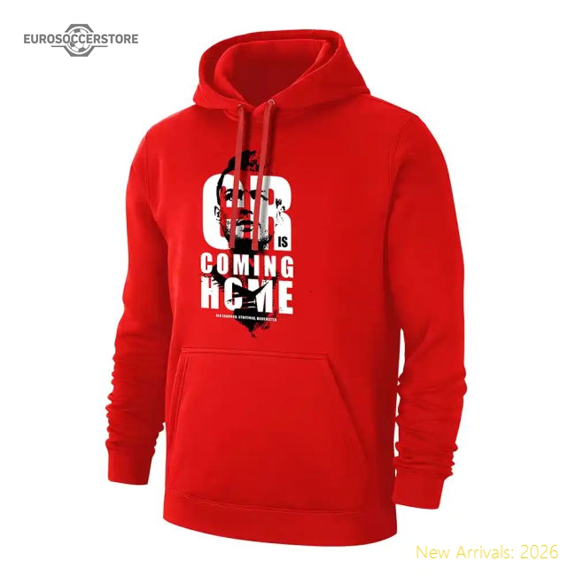 Ronaldo CR is COMING HOME footer with hood, red-The Soccer Shirt Hub