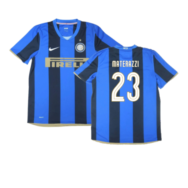 Inter Milan 2008-09 Home Shirt ((Excellent) S) (Materazzi 23)-The Soccer Shirt Hub