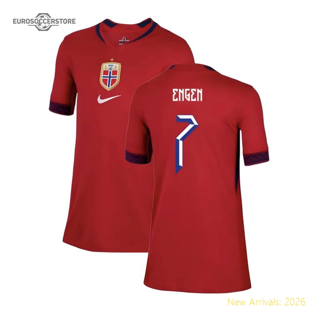 2025-2026 Norway Womens Team Home Shirt (Kids) (Engen 7)-The Soccer Shirt Hub