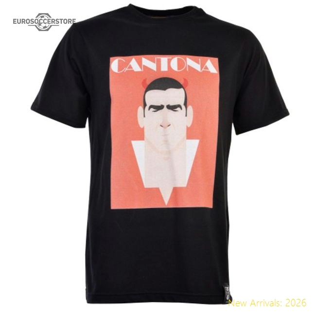 Manchester Reds Retro Cantona T-Shirt (Black)-The Soccer Shirt Hub