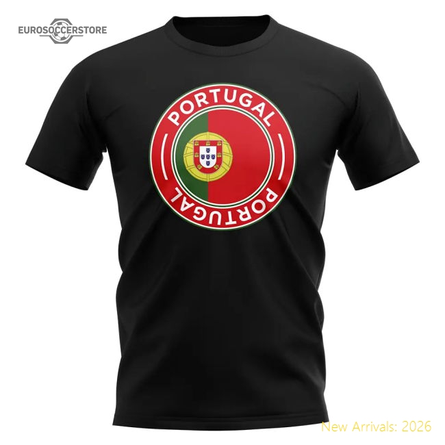 Portugal Football Badge T-Shirt (Black)-The Soccer Shirt Hub