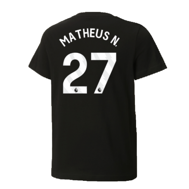 2024-2025 Man City ftblCulture Tee (Black) (Matheus N. 27)-The Soccer Shirt Hub