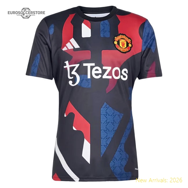 2024-2025 Man Utd Pre-Match Jersey (Black) (Mainoo 37)-The Soccer Shirt Hub
