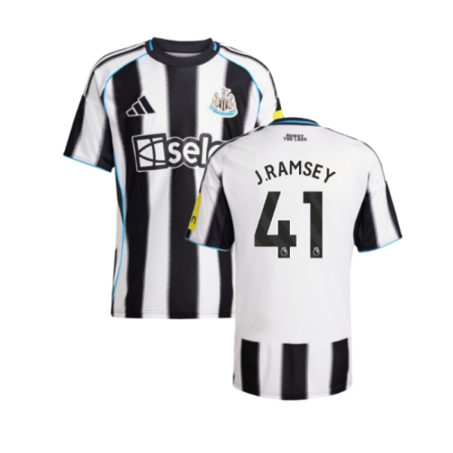 2025-2026 Newcastle Home Shirt (J.Ramsey 41)-The Soccer Shirt Hub