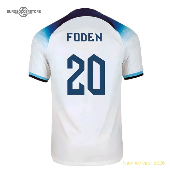 2022-2023 England Home Shirt (Foden 20)-The Soccer Shirt Hub