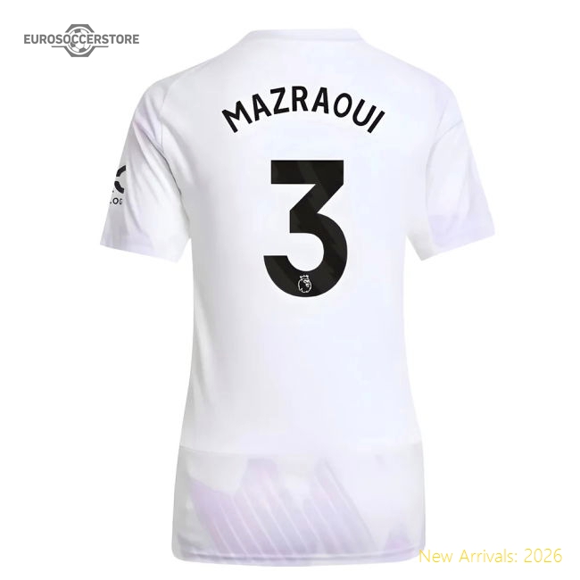 2025-2026 Man Utd Away Shirt (Womens) (Mazraoui 3)-The Soccer Shirt Hub