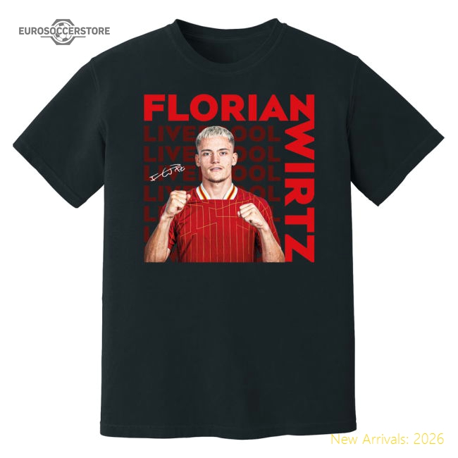 Florian Wirtz Liverpool New Signing T-Shirt (Black)-The Soccer Shirt Hub