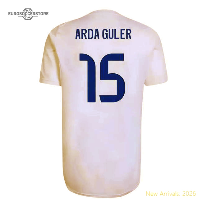 2025-2026 Real Madrid EU Training Jersey (White) (Arda Guler 15)-The Soccer Shirt Hub