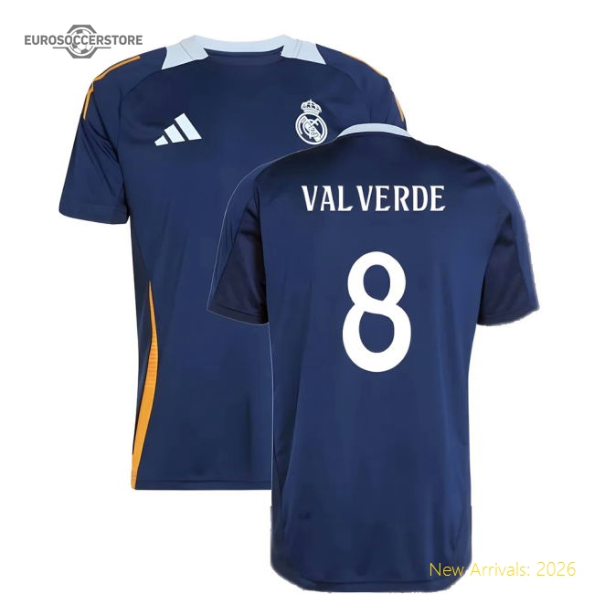 2024-2025 Real Madrid Training Jersey (Navy) (Valverde 8)-The Soccer Shirt Hub