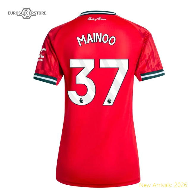 2025-2026 Man Utd Home Shirt (Womens) (Mainoo 37)-The Soccer Shirt Hub