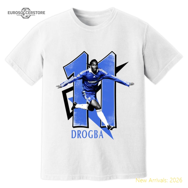 Didier Drogba Chelsea Premier League Legend T-Shirt (White)-The Soccer Shirt Hub